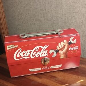 Coca-Cola Red and Silver Metal Toolbox